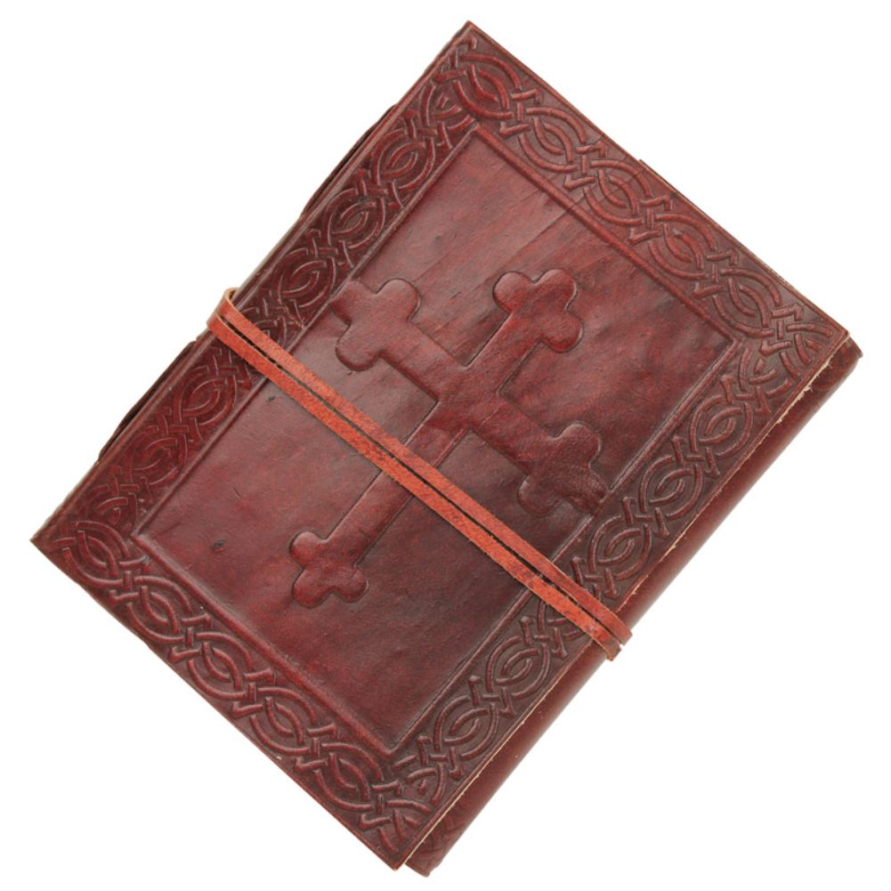 Angelic Celtic Cross Embossed Handmade Leather Journal