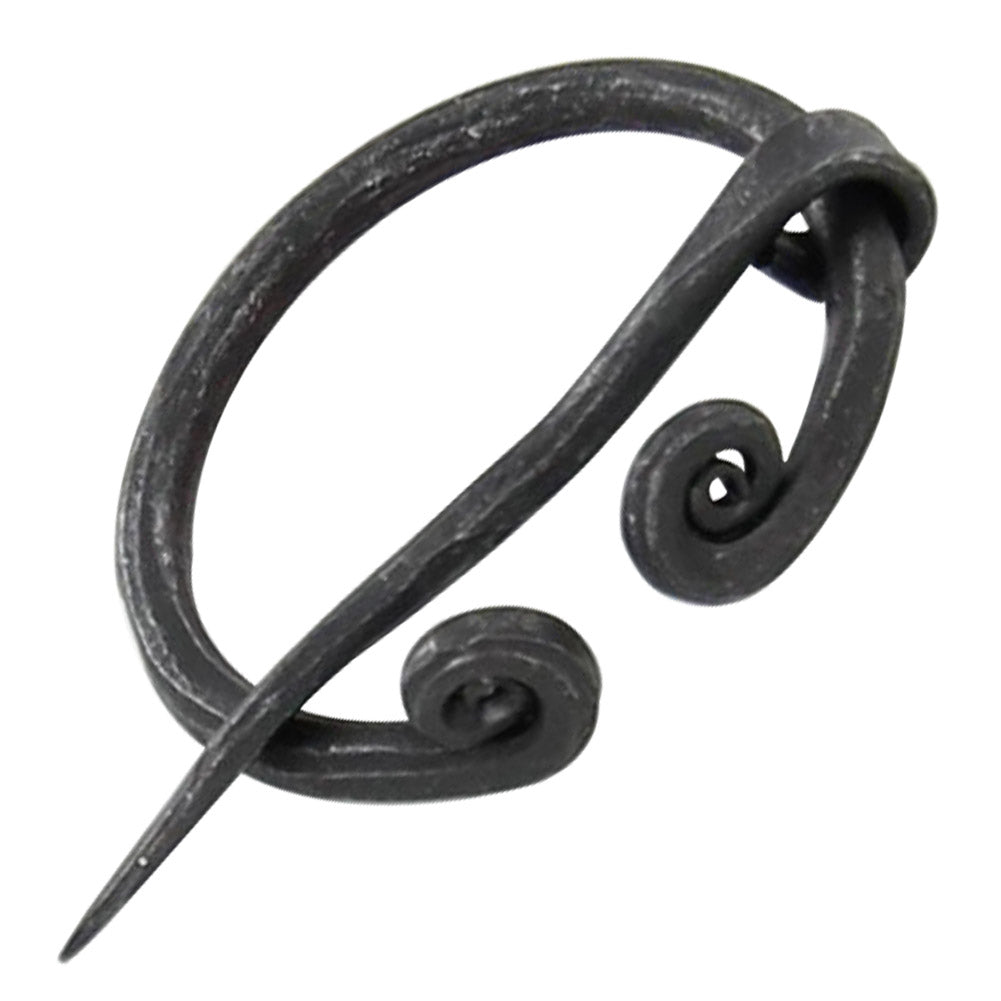 Hand Forged Iron Penannular Brooch with Rolled Ends