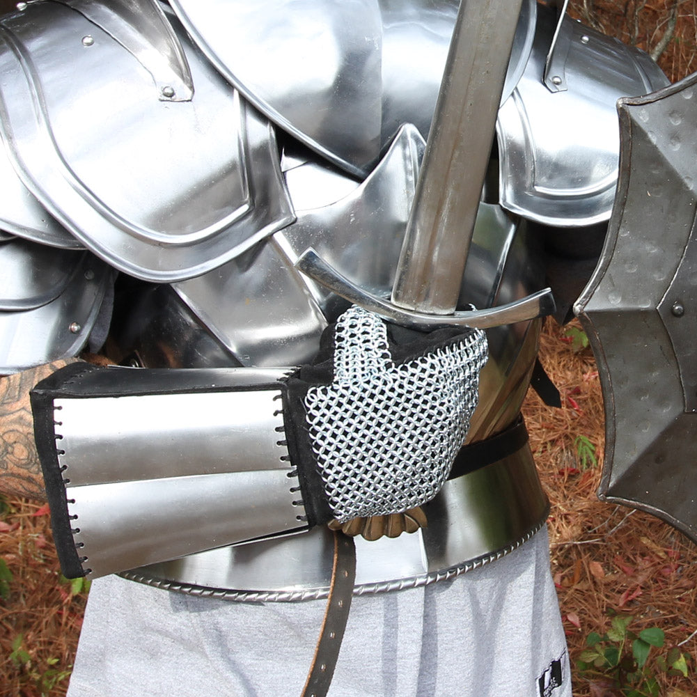 Medieval Holy Land and Defender Chainmail Gauntlets with Plates