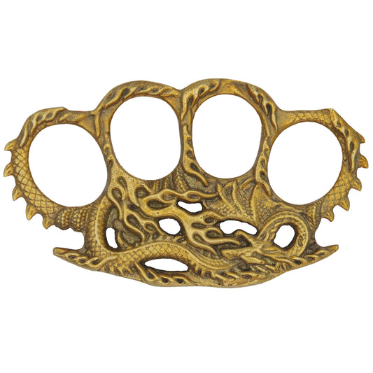 Spreading Flames Four Finger 100% Brass Knuckle Paper Weight Dragon & Fire Motif