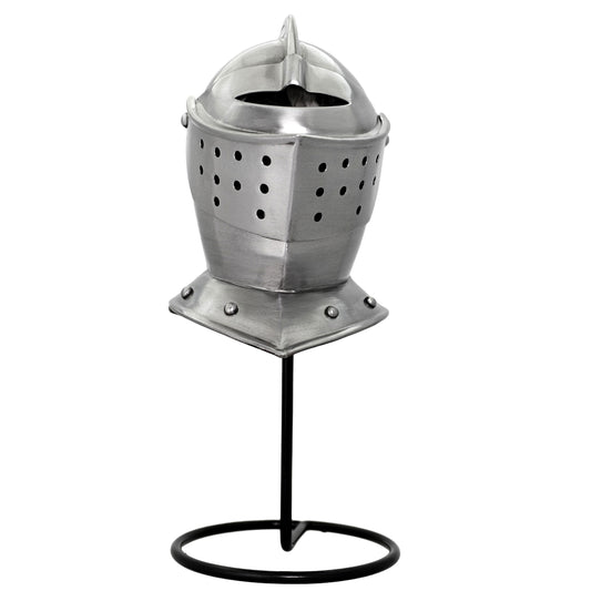 Shining Knight 20G Steel Miniature Home Office Décor Piece Medieval Helm Helmet w/ Iron Stand Included