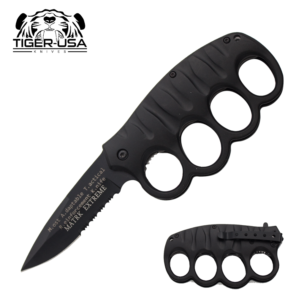 8 Inch Matryk Extreme Spring Action Trench Knife - Most Adaptable Engraving