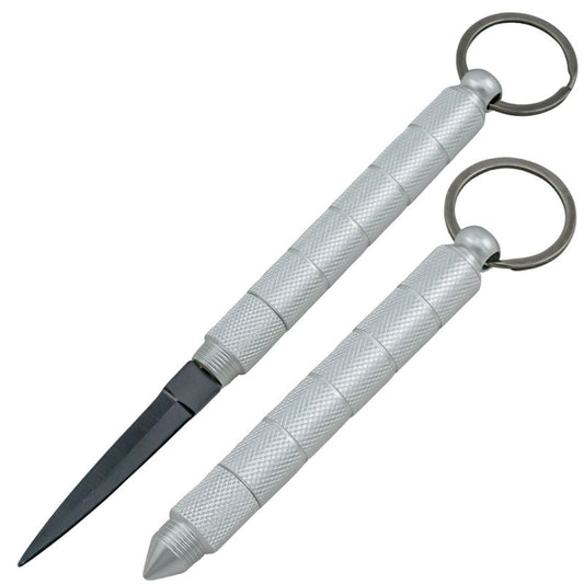 Kubotan Keychain Hidden Knife - Silver