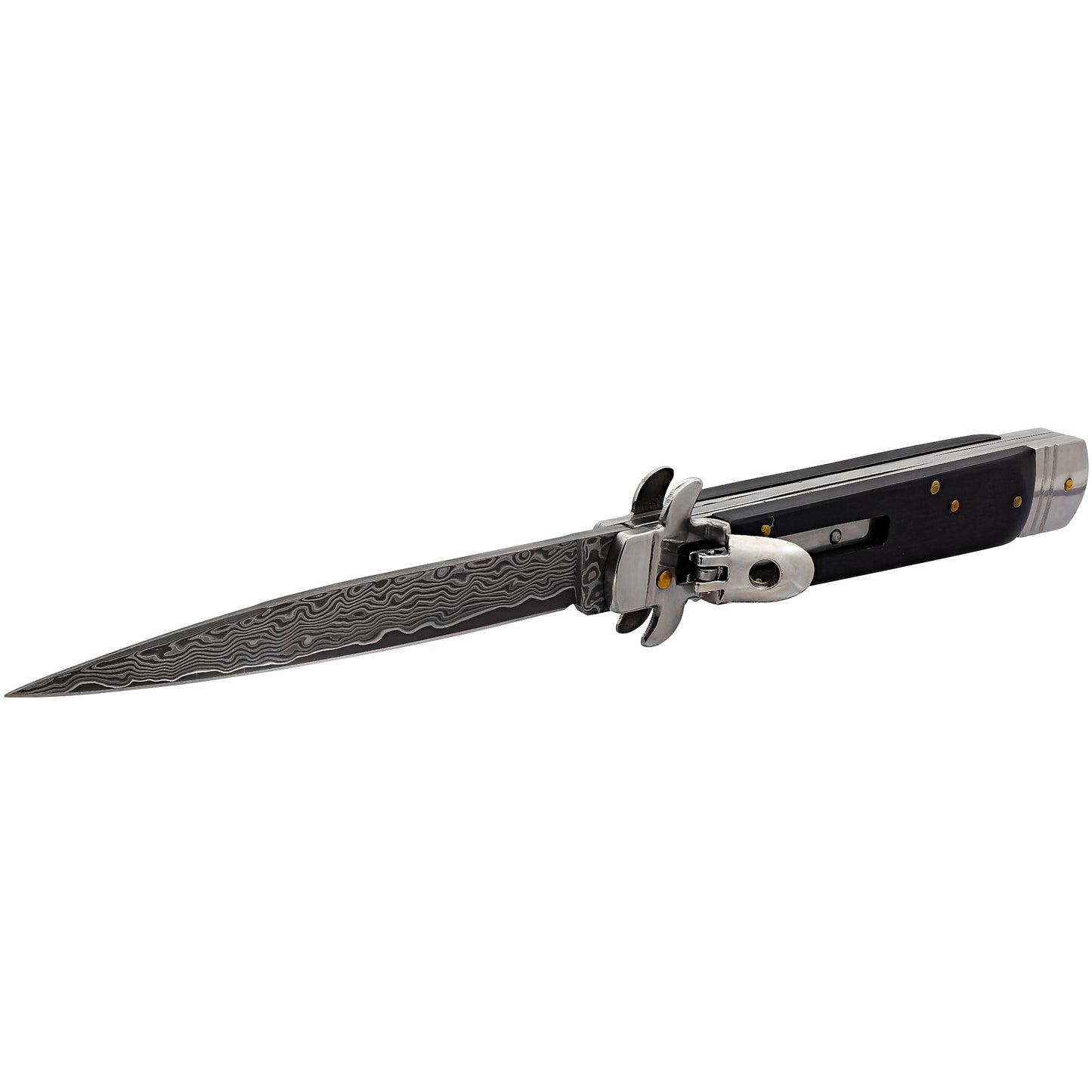 Sleepwalker Damascus Steel Automatic Lever Lock Stiletto Knife