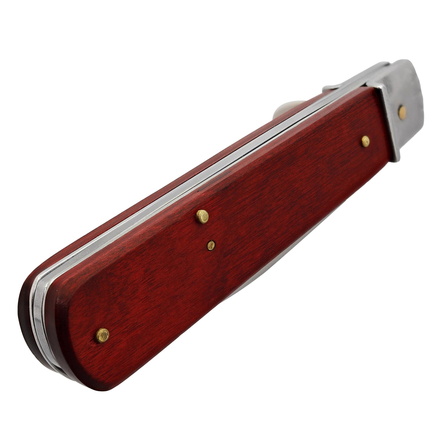 Last Kiss Automatic Stainless Steel Lever Lock Switchblade Knife | Red Wood Handle