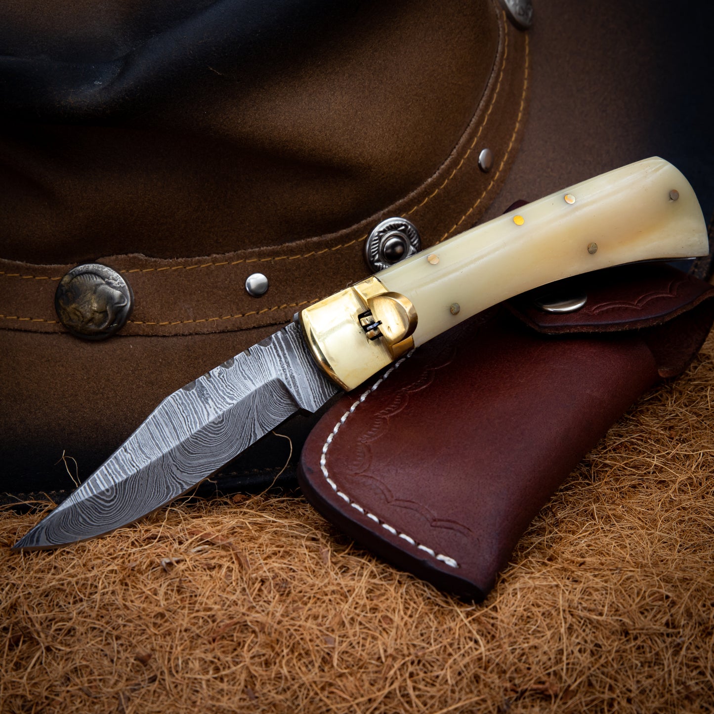 Roughneck Driller Handcrafted Automatic Lever Lock Knife | Choose Your Handle