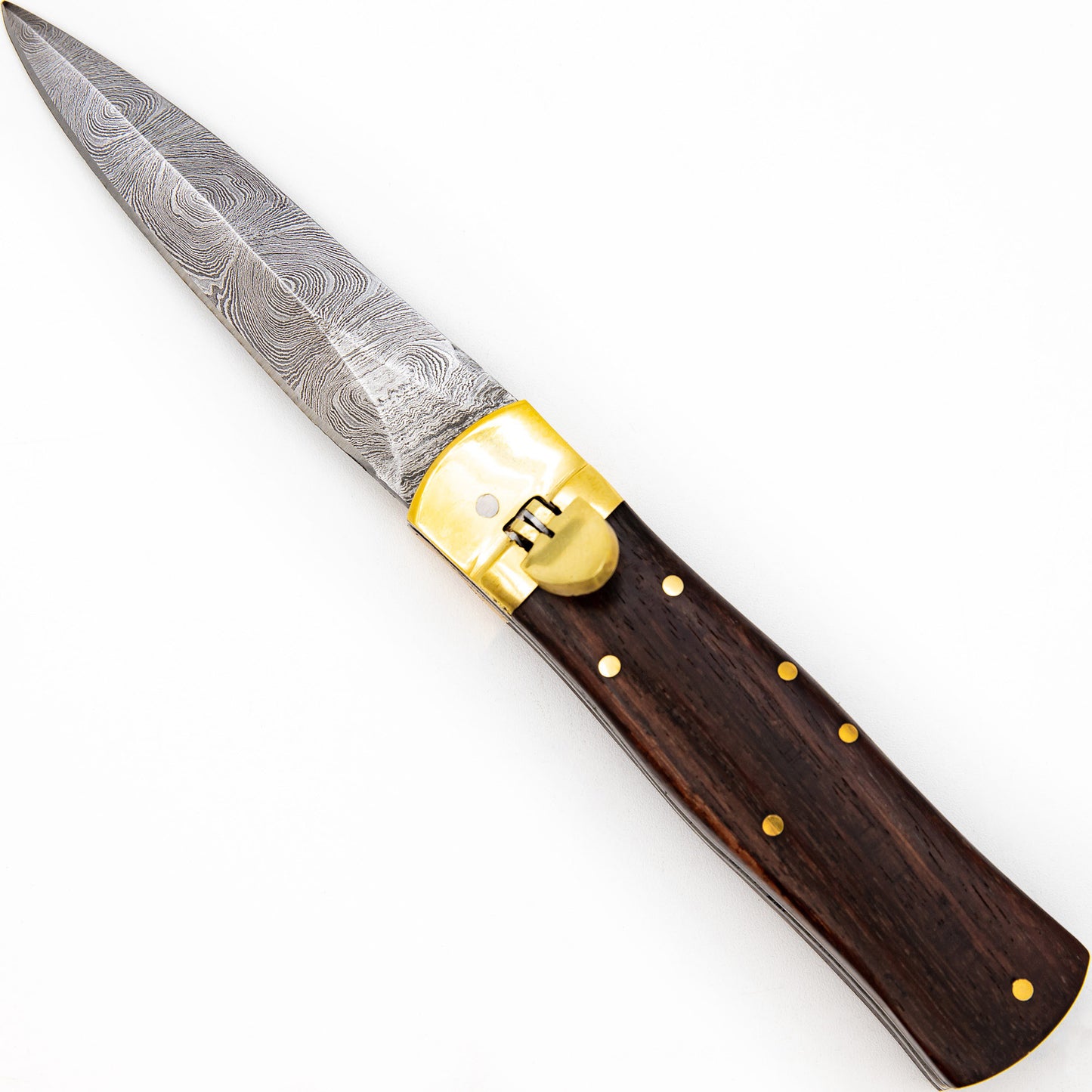 Urban Cowboy Automatic Damascus Steel Lever Lock Knife