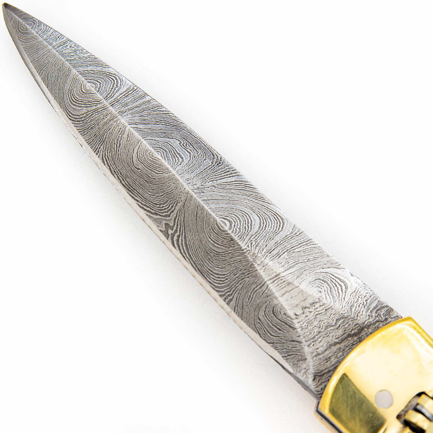 Urban Cowboy Automatic Damascus Steel Lever Lock Knife