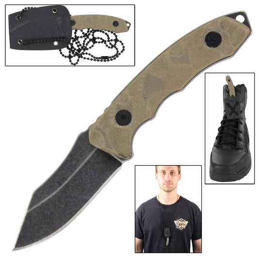 Glacier Park Tactical Boot Knife with FREE Sharpening Stone