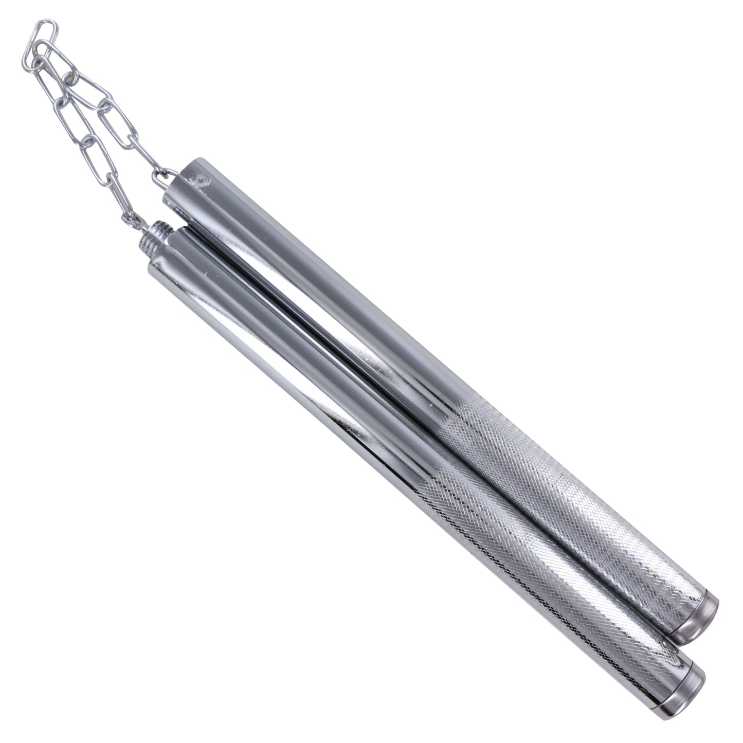 Pillar of Light Silver Nunchucks Ninja Shinobi Stainless Steel 10.75 inch Textured Multiuse Personal Defense Training Baton Nunchaku