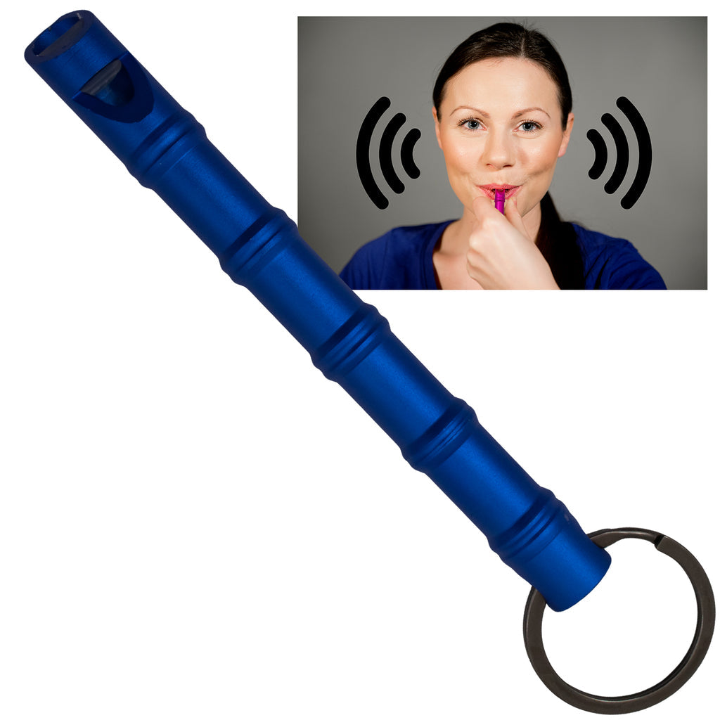 Self Defense Blue Aluminum Keychain Emergency Whistle Kubotan