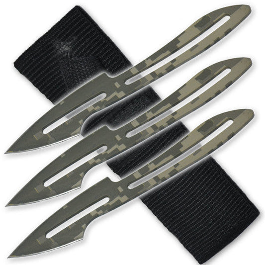 THREE 6 Inch Tiger Throwing Knives - Camo 2