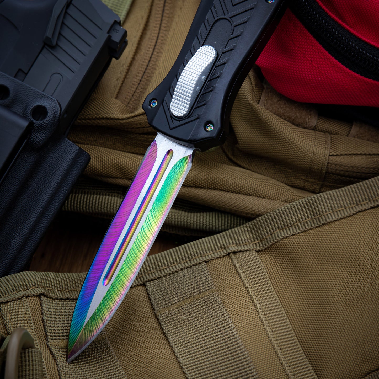 Prismatic Siege Automatic OTF Out the Front Titanium Multicolor Knife