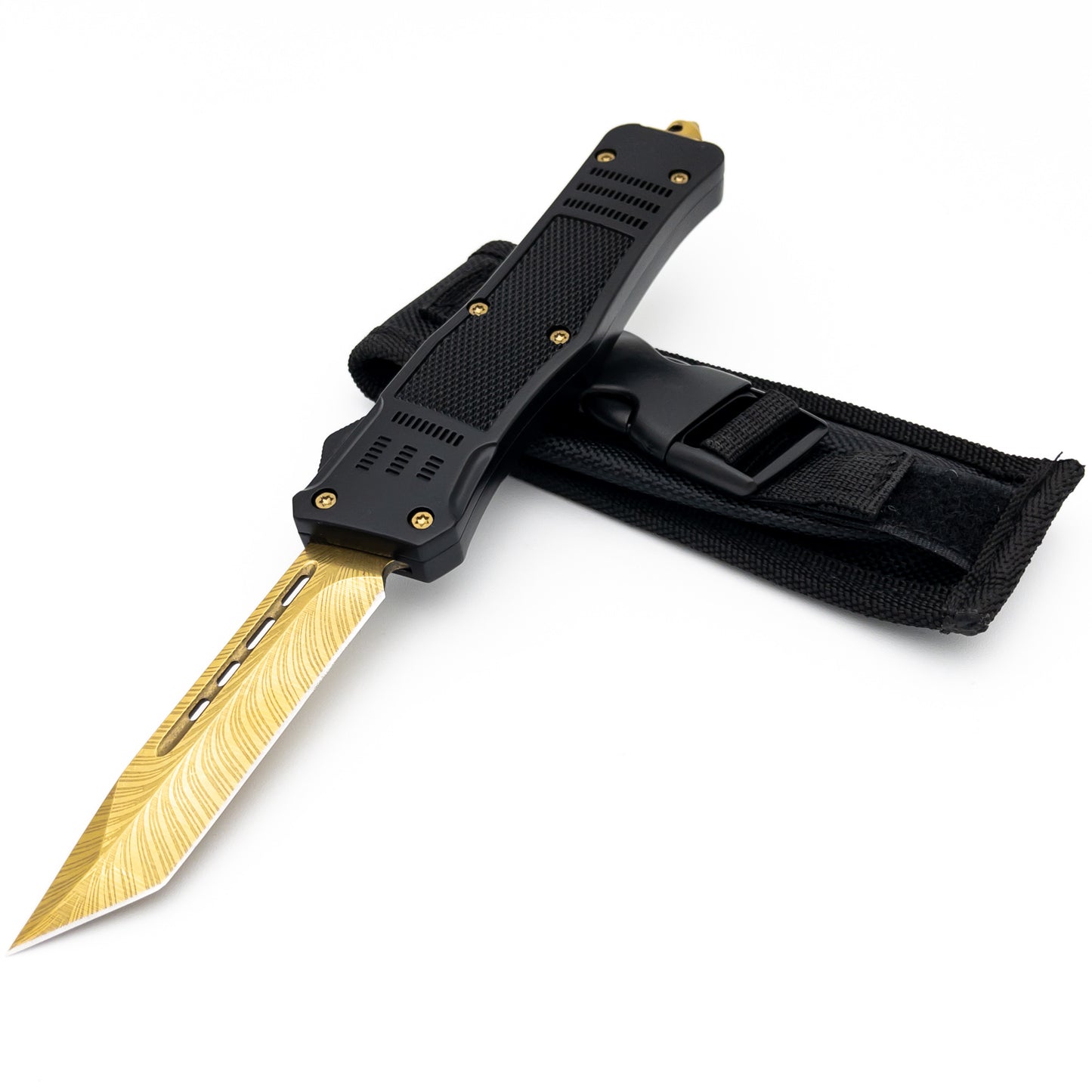 Covered in Gold Deluxe Automatic Dual Action OTF Knife