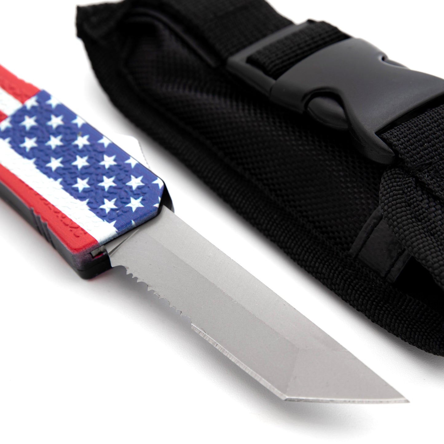 One Nation Automatic Tanto OTF Out the Front American Flag Finish Knife