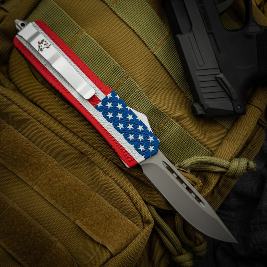 Simply the Best Automatic OTF American Flag Out the Front Pocket Knife