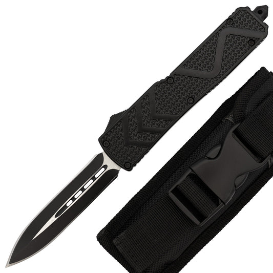 Blood Phantom OTF Automatic Out the Front Switchblade Knife w/ Textured Finish, Belt Clip, & Glass Breaker