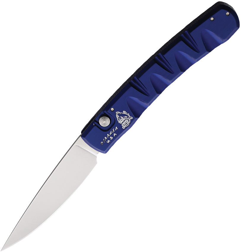 Piranha Knives-Auto Virus Button Lock Blue