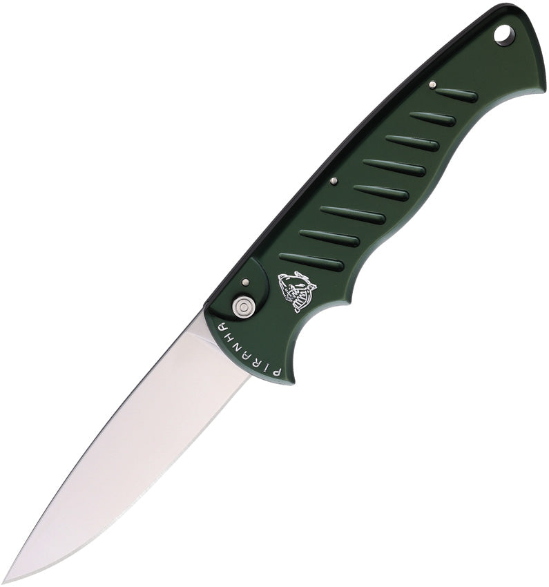 Piranha Knives-Auto Pocket Button Lock Grn