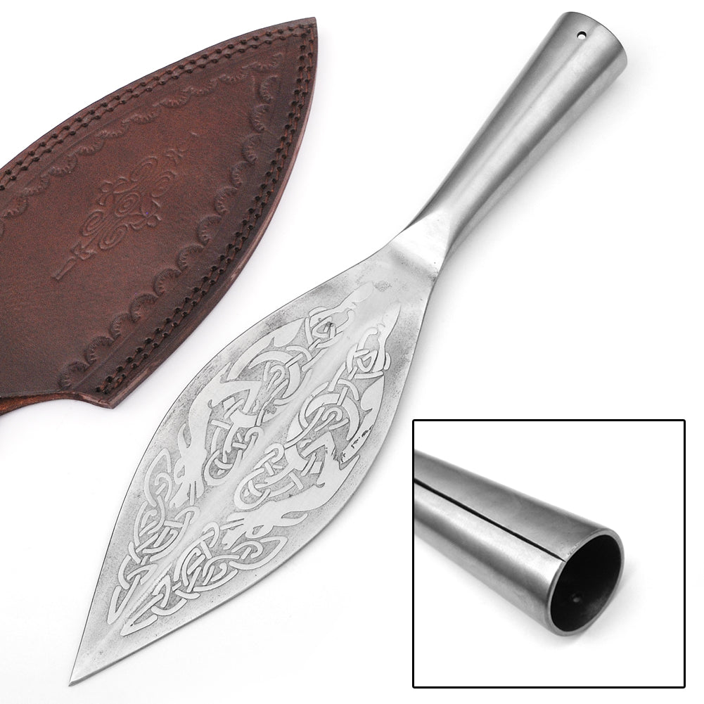 Norse Viking Leaf Long Spear Head High Carbon Steel