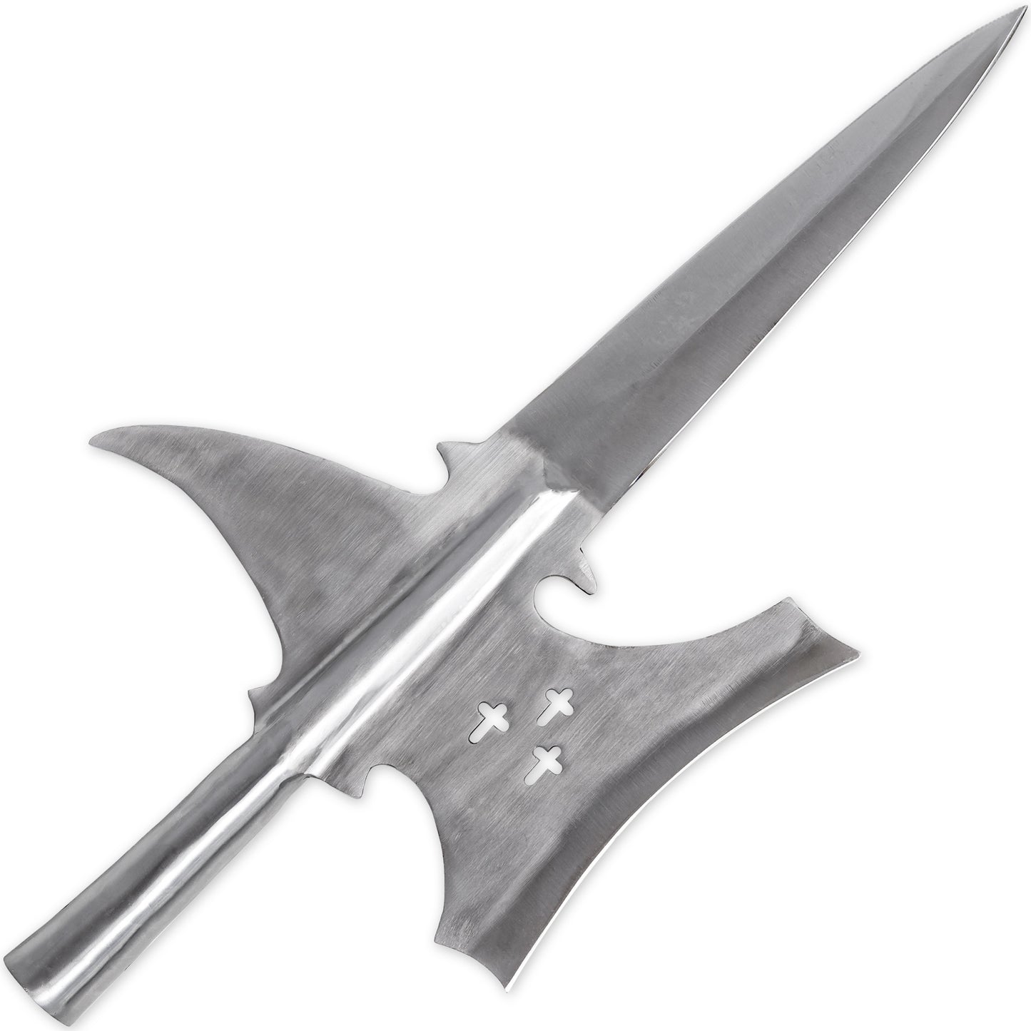 Coup De Grâce Medieval Functional Triple Edge Templar Knight Predrilled Historical Replica Halberd Spearhead