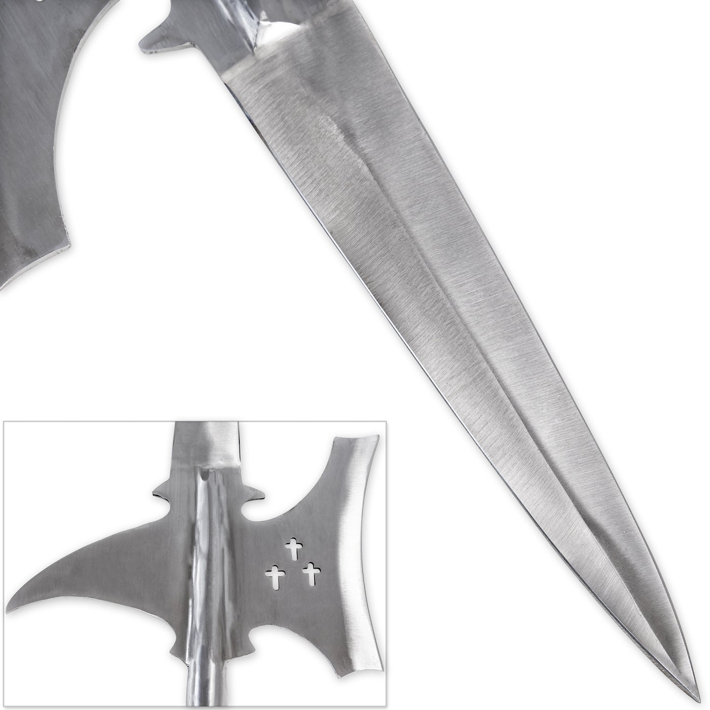 Coup De Grâce Medieval Functional Triple Edge Templar Knight Predrilled Historical Replica Halberd Spearhead