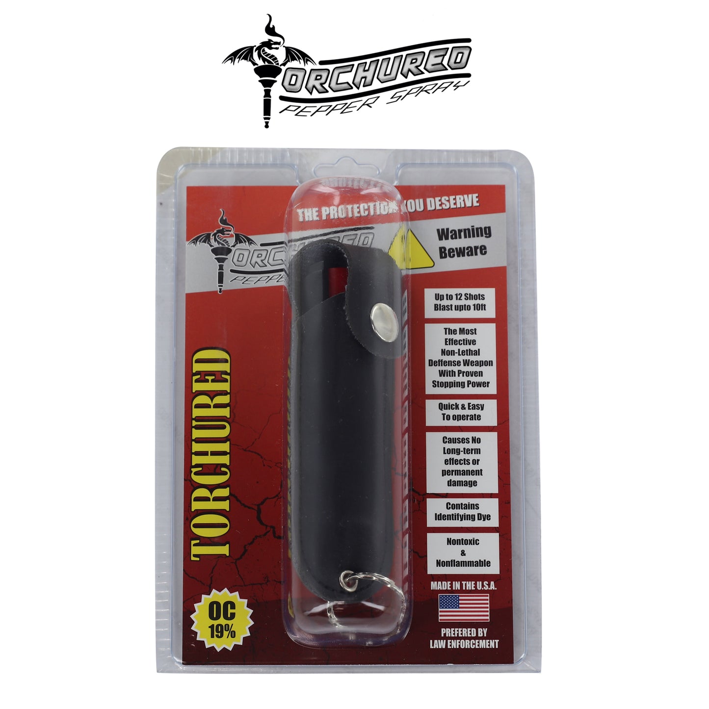 TORCHURED™ Police Grade Maximum Strength Pepper Spray Keychain | Black |