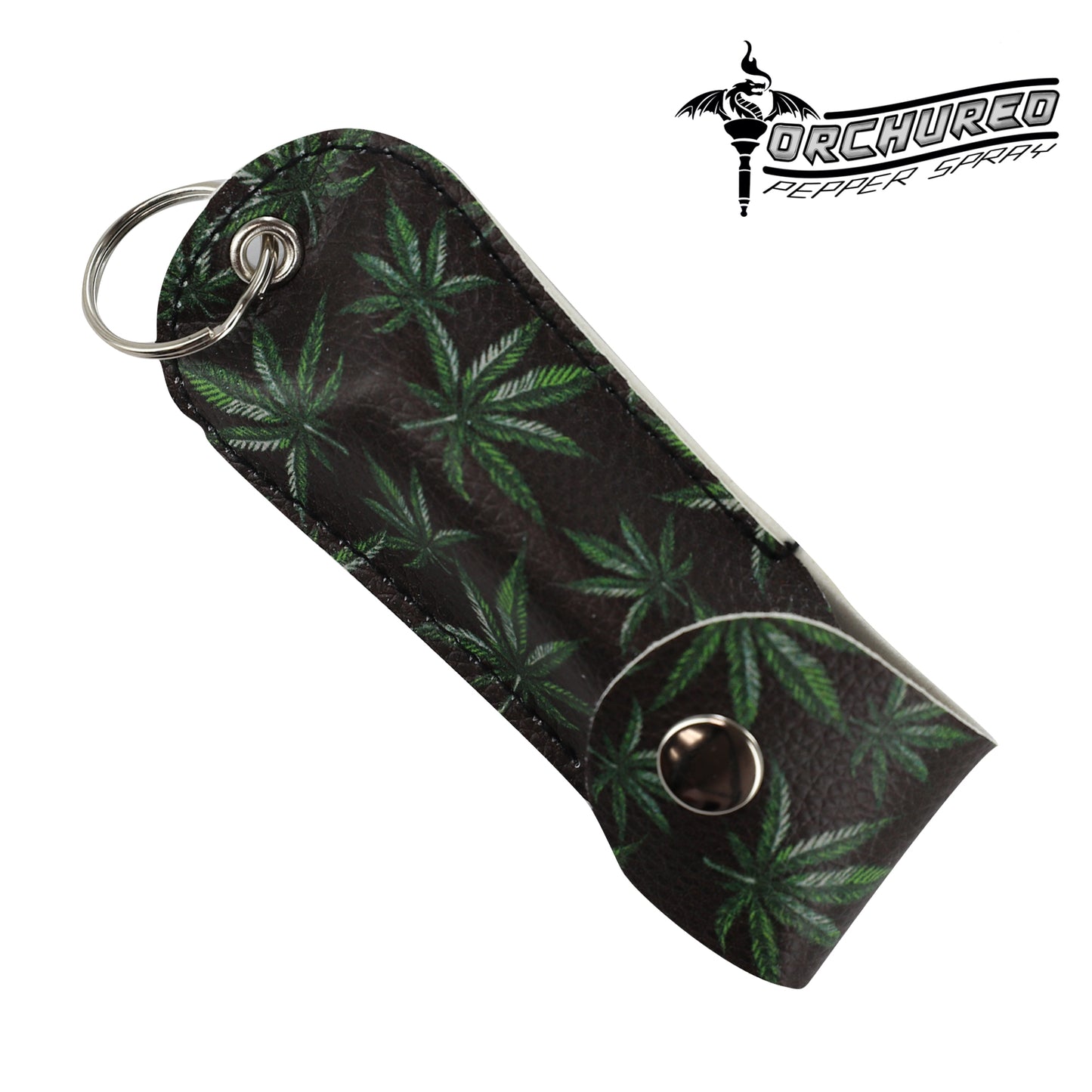 TORCHURED™ Police Grade Maximum Strength Pepper Spray Keychain | Black W/ Green Leaf Pattern |