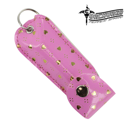 TORCHURED™ Police Grade Maximum Strength Pepper Spray Keychain | Pink w/ Gold Hearts |