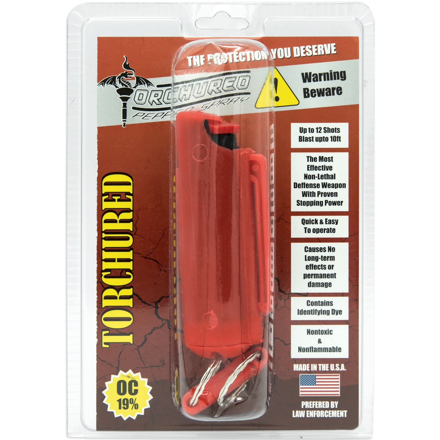 TORCHURED™ Police Grade Maximum Strength Pepper Spray Keychain | Red – Hard Case |