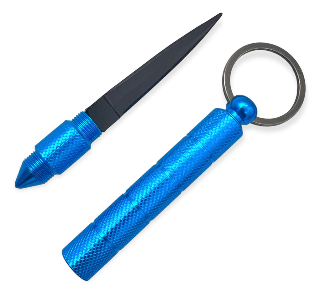 Kubotan Keychain Hidden Knife - Blue