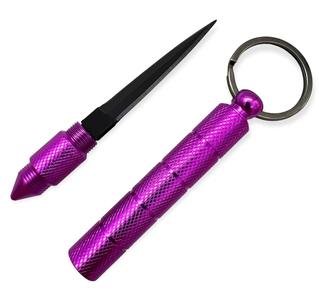 Kubotan Keychain Hidden Knife - Purple