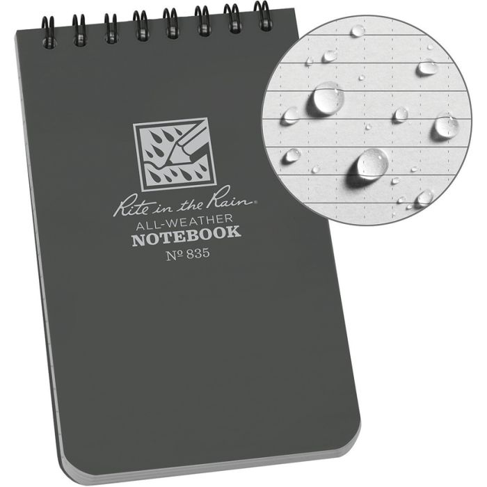 Rite in the Rain Top Spiral Notebook 3x5 Gray