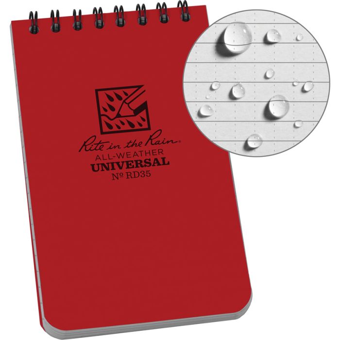 Rite in the Rain Top Spiral Red Notebook 3x5