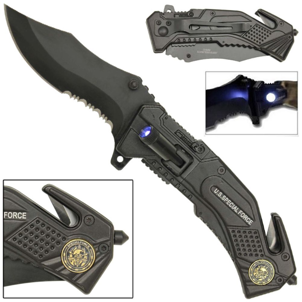 Spring Assist LED Tactical Rescue Knife Special Force