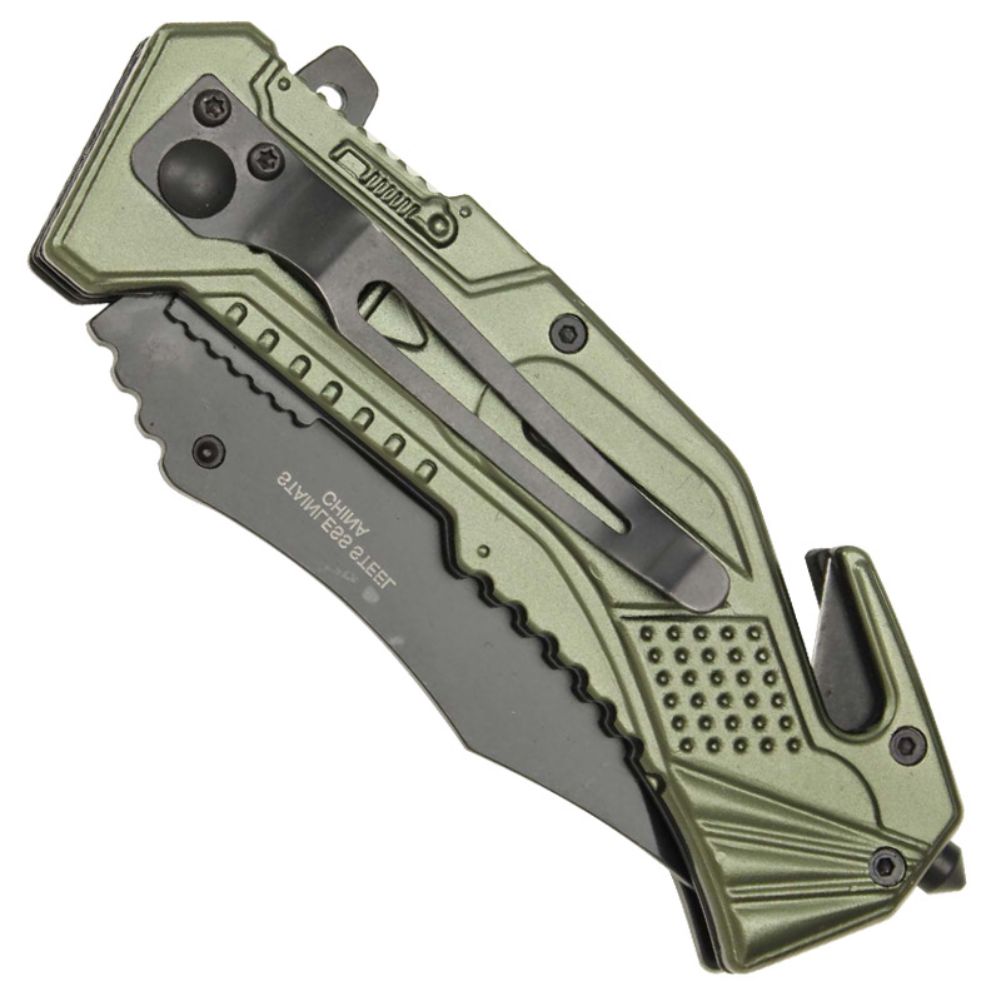 Spring Assist LED Tactical Rescue Knife US Army