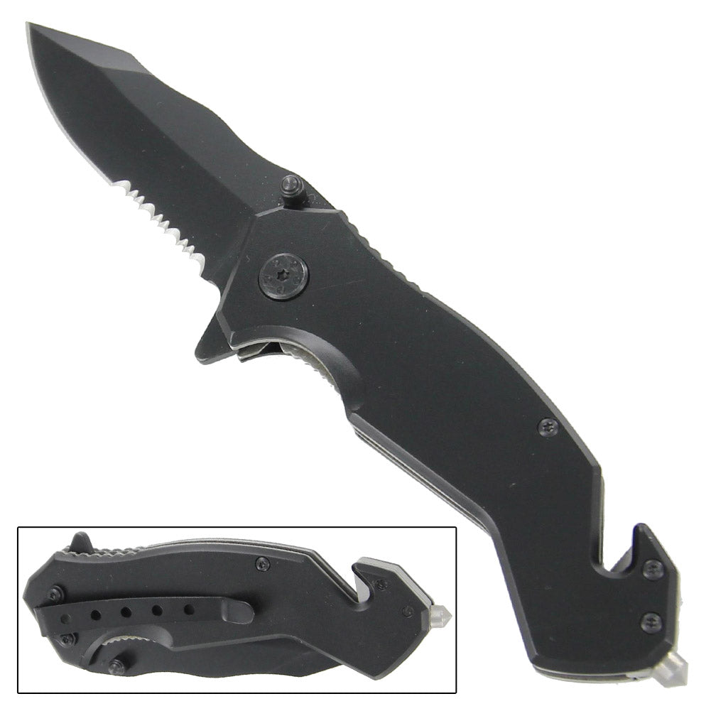 Smoke Screen Serrated Spring Assist Tactical Knife