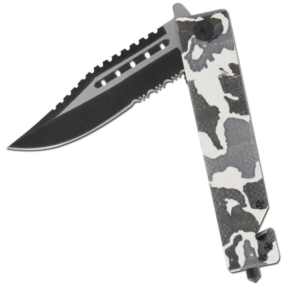 Adrenaline Rush Snow Camo Spring Assist Knife