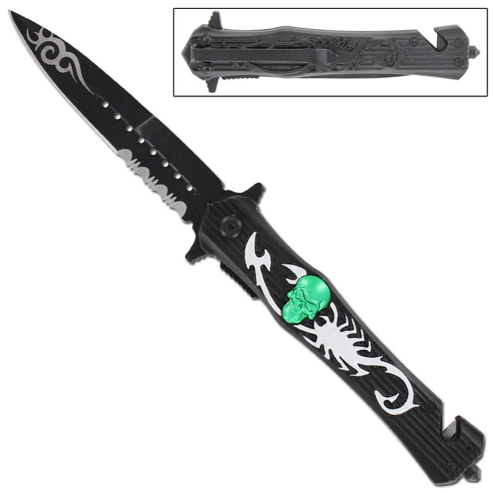 Serket Tribal Scorpion Spring Assist Stiletto Knife