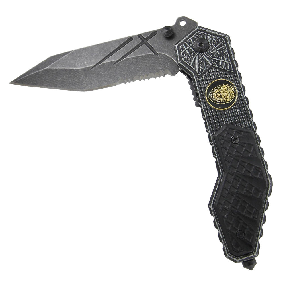 Spring Assist Civil Disorder Glass Breaker Police Knife