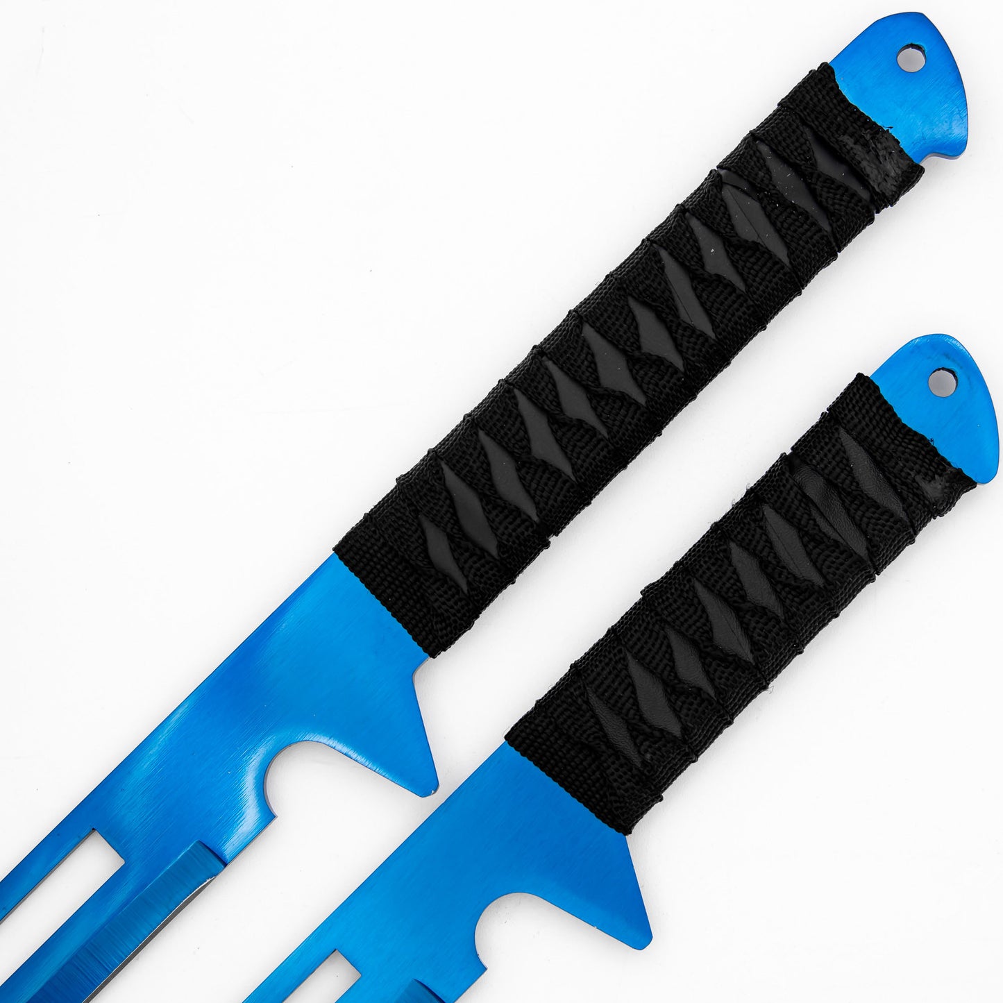 Blue Moon Full Tang Dual Straight Blade Ninja Short Sword Set | Titanium Blue Coated