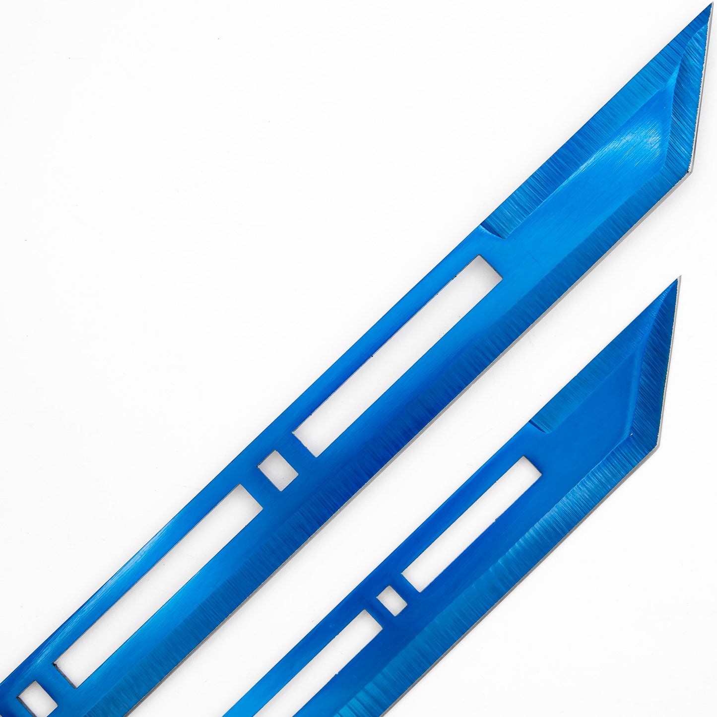 Blue Moon Full Tang Dual Straight Blade Ninja Short Sword Set | Titanium Blue Coated