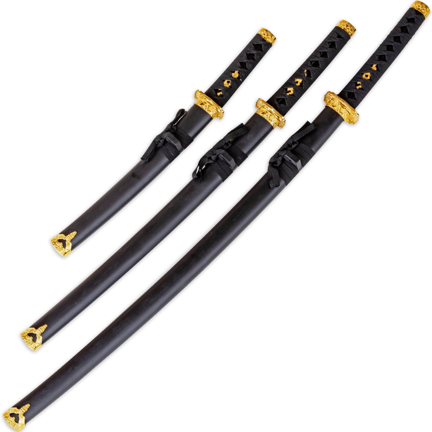 Decorated Dragon Historical Replicas | Japanese Short Sword Tachi Wakizashi Aikuchi Tant? Katana Set of 3 Swords w/ Stand