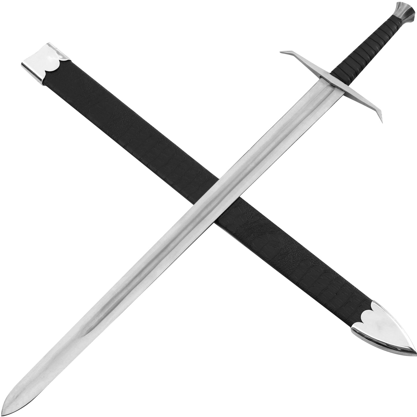 Hellion Rising 1095 High Carbon Decorative Medieval Sword w/ Black Leather Wrap Handle