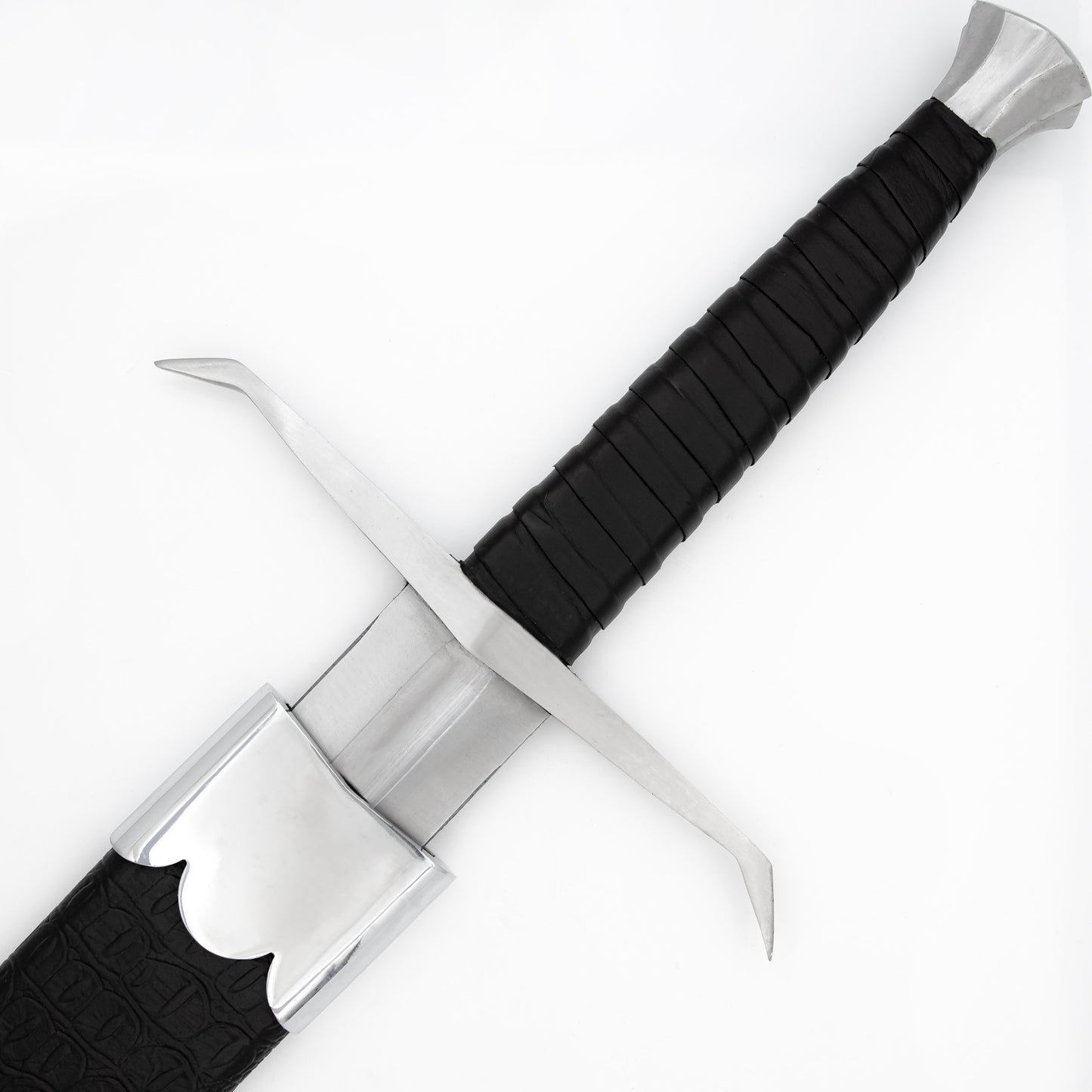 Hellion Rising 1095 High Carbon Decorative Medieval Sword w/ Black Leather Wrap Handle