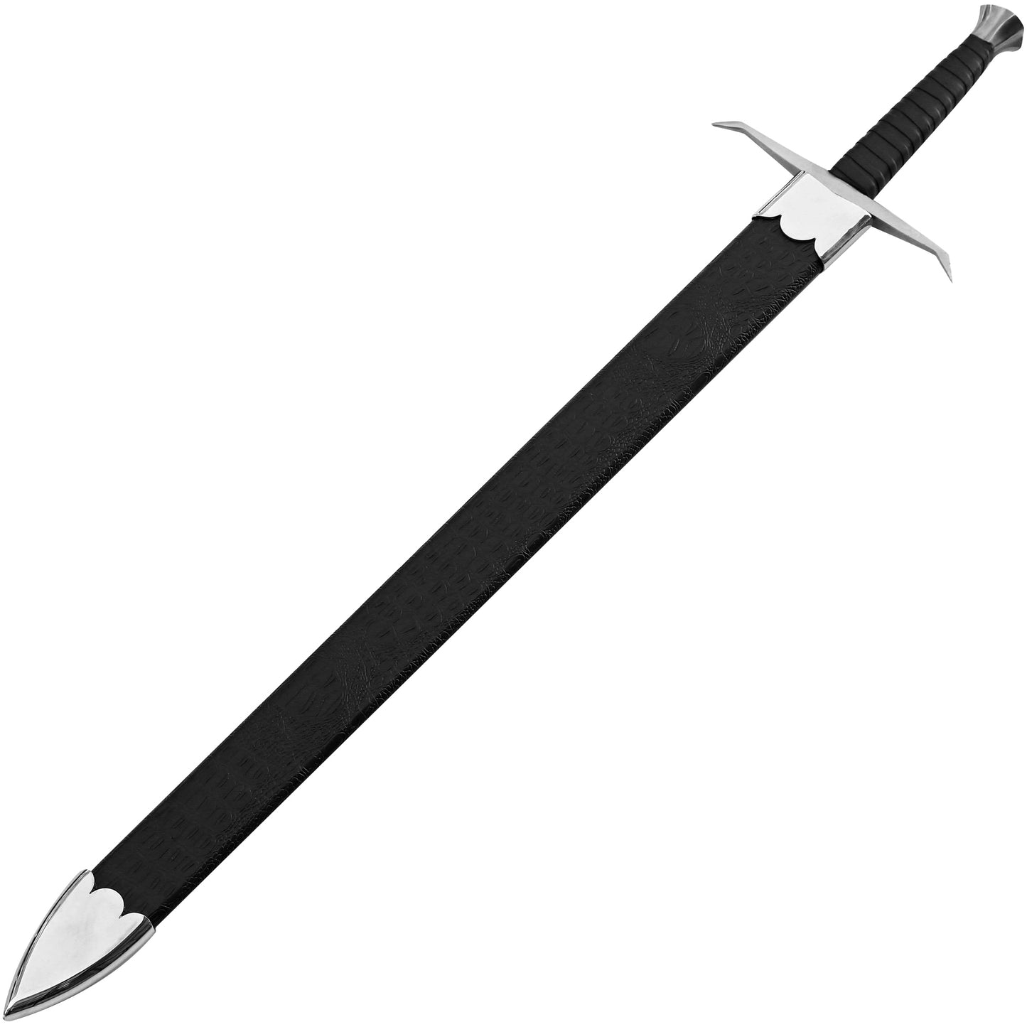 Hellion Rising 1095 High Carbon Decorative Medieval Sword w/ Black Leather Wrap Handle