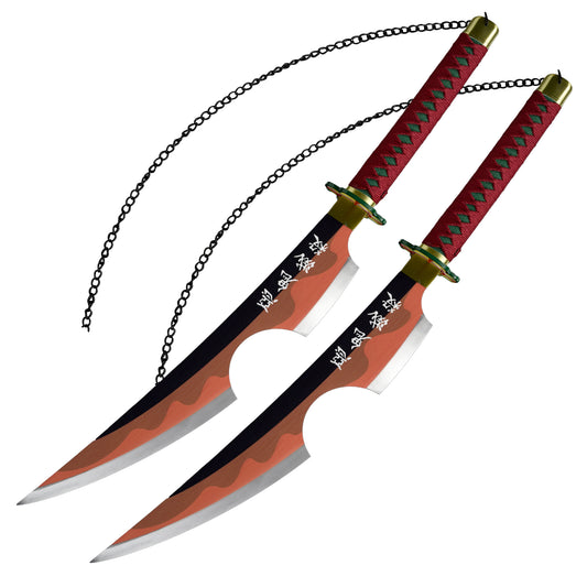 Uzui Tengen Collectible Carbon Steel Replica Hashira Demon Slayer Anime Twin Nichirin Cleaver Swords