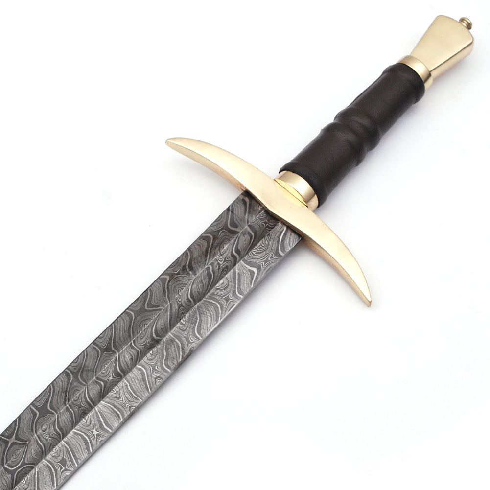 Language of Battle Damascus Steel Viking Sword Back Sheath Included