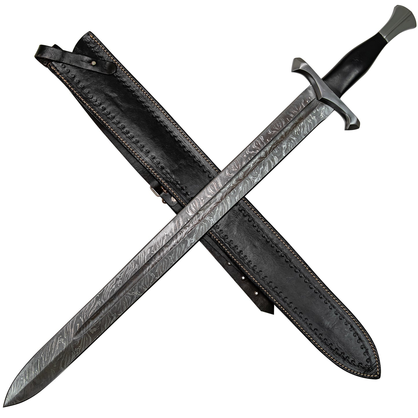 Kingdom Come Hand Forged Medieval Inspired Historical Replica Firestorm Damascus Steel Sword