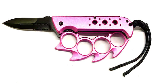 Elite Claw Spring Assisted Trench Knife with Paracord PINK